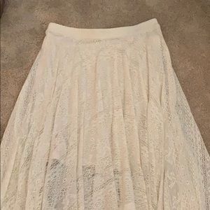 Hollister cream lacy asymmetrical skirt